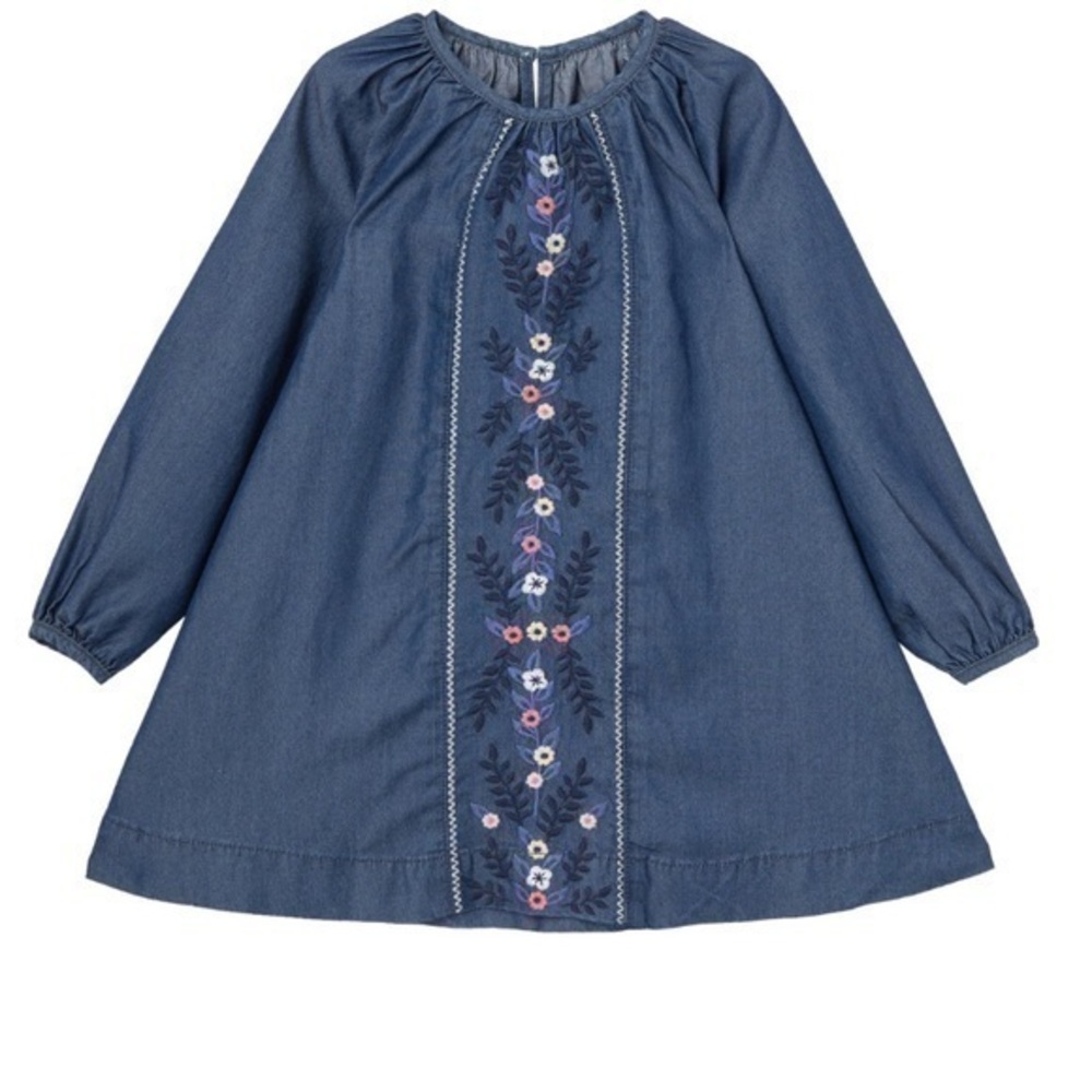 NWT Peek Embroidered Indigo Dress Size 12 Color denim Blue